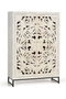 Giner y Colomer Vitrina Madera de Mango Maciza 2 Puertas Blanco Envejecido 160x110 cm